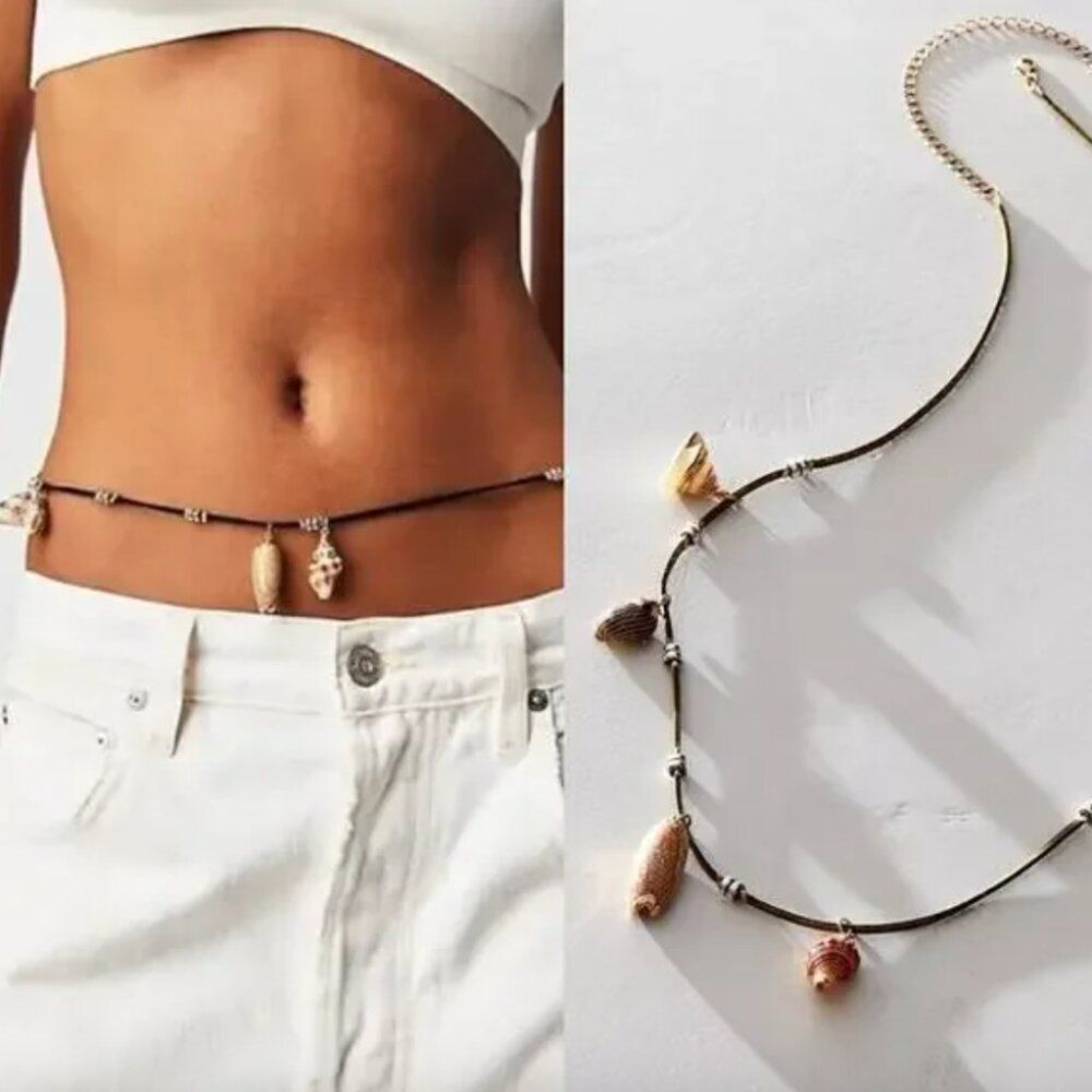 Free People King Dark Brown Suede Belly Chain - Picture 2 of 4